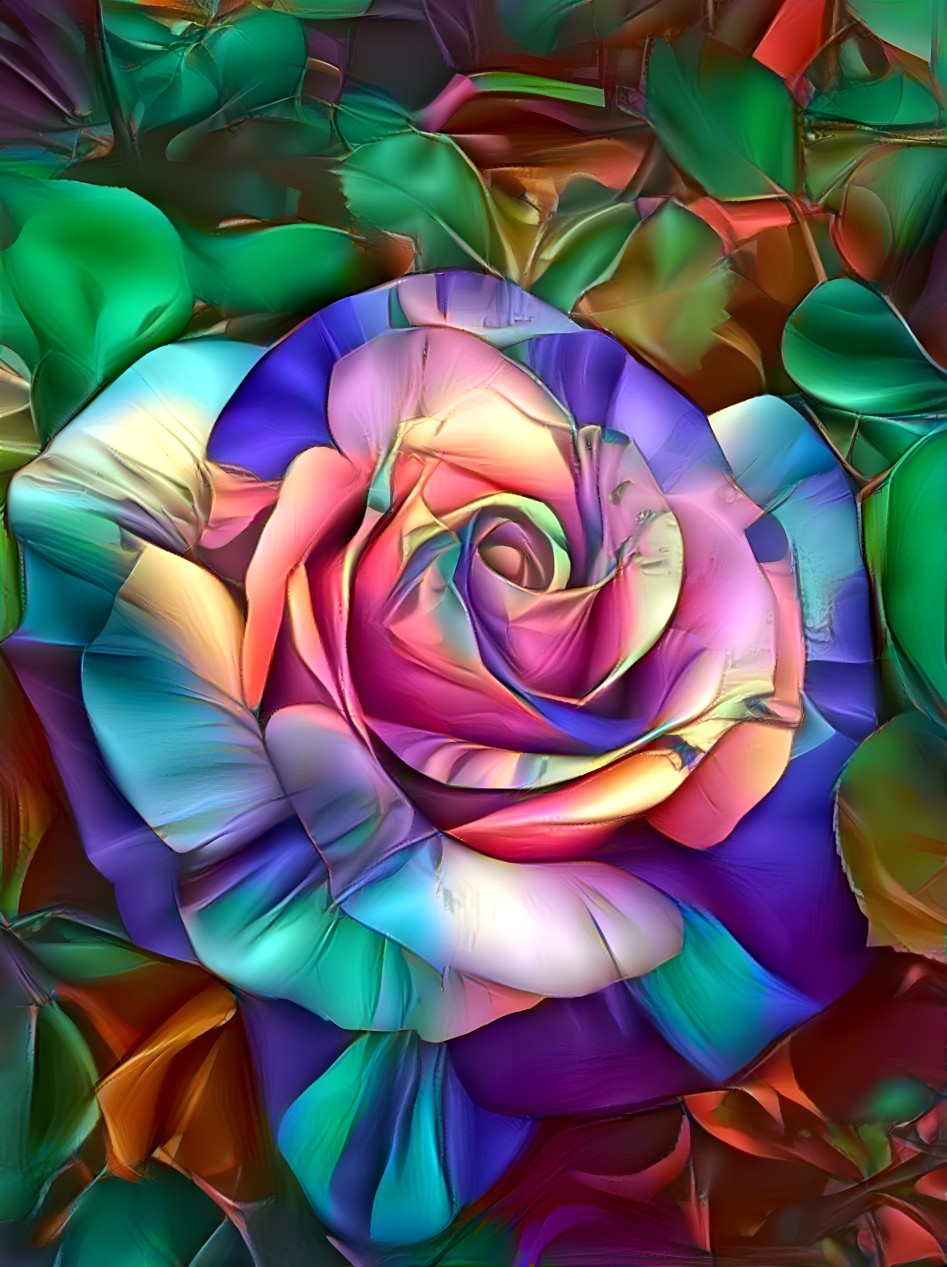 Satin rainbow rose