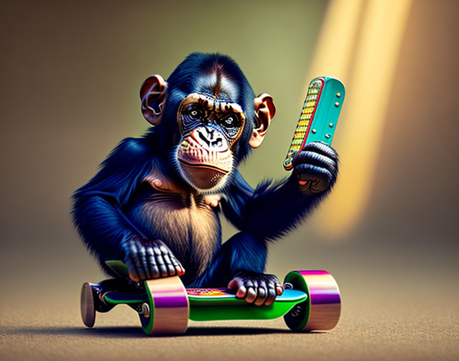skateboarding chimp