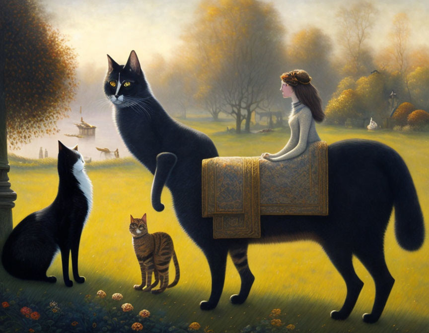Lady and cats