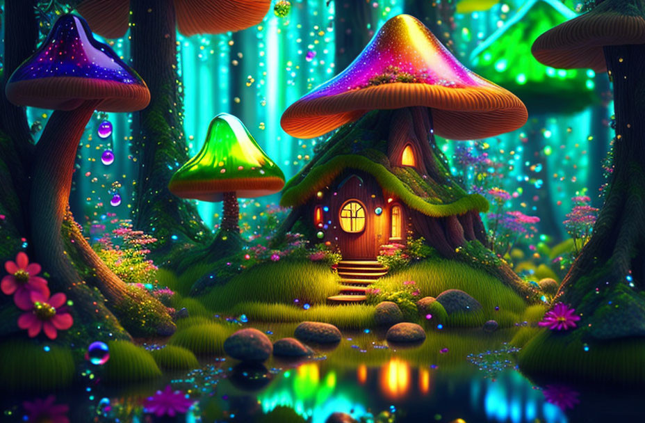 Little mushroom house in the forest. 