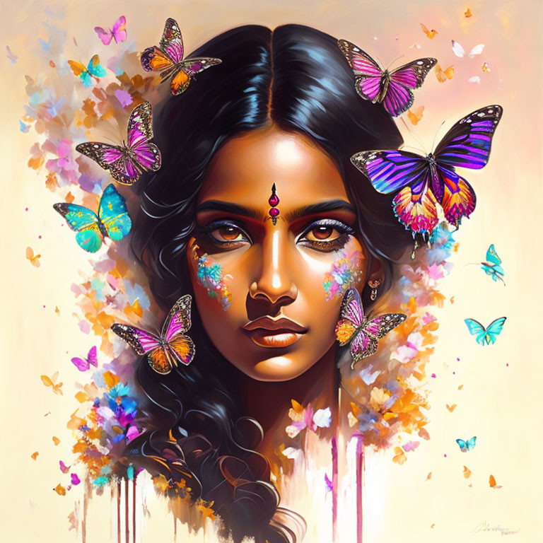 Indian woman with butterfly