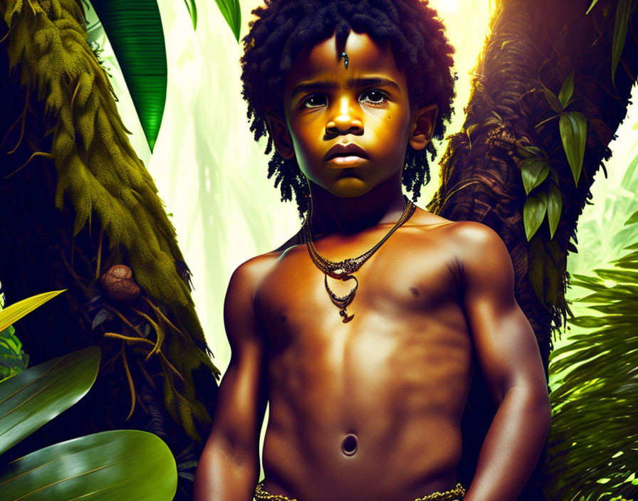Little boy in the jungle