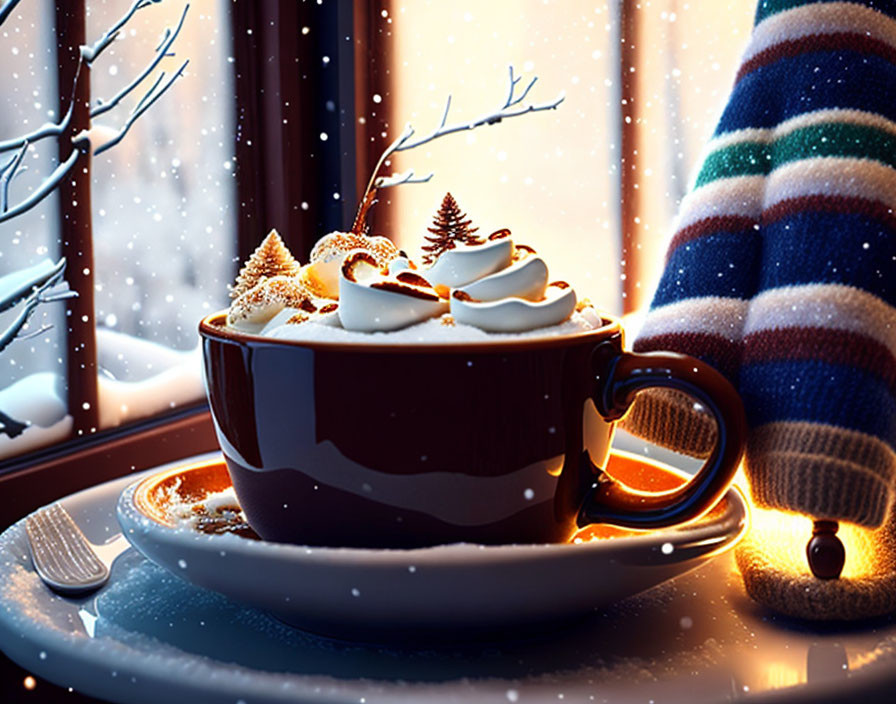 Hot chocolate filled with eatable decorations