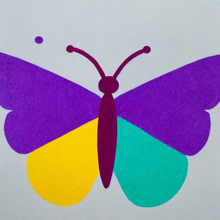 Colorful Butterfly Paper Cutout with Purple, Yellow, and Blue Wings