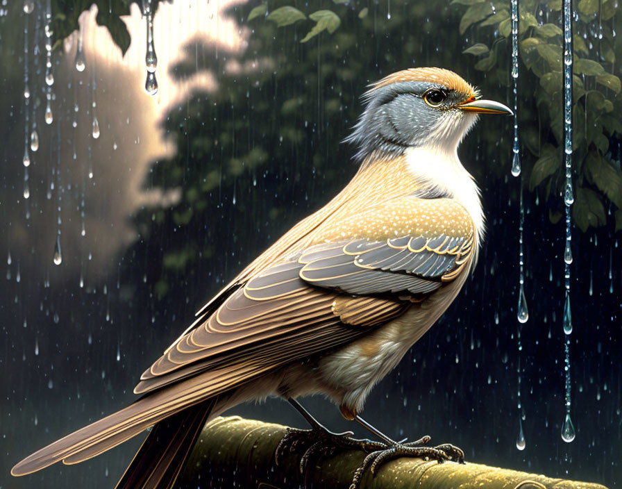 Bird in the rain
