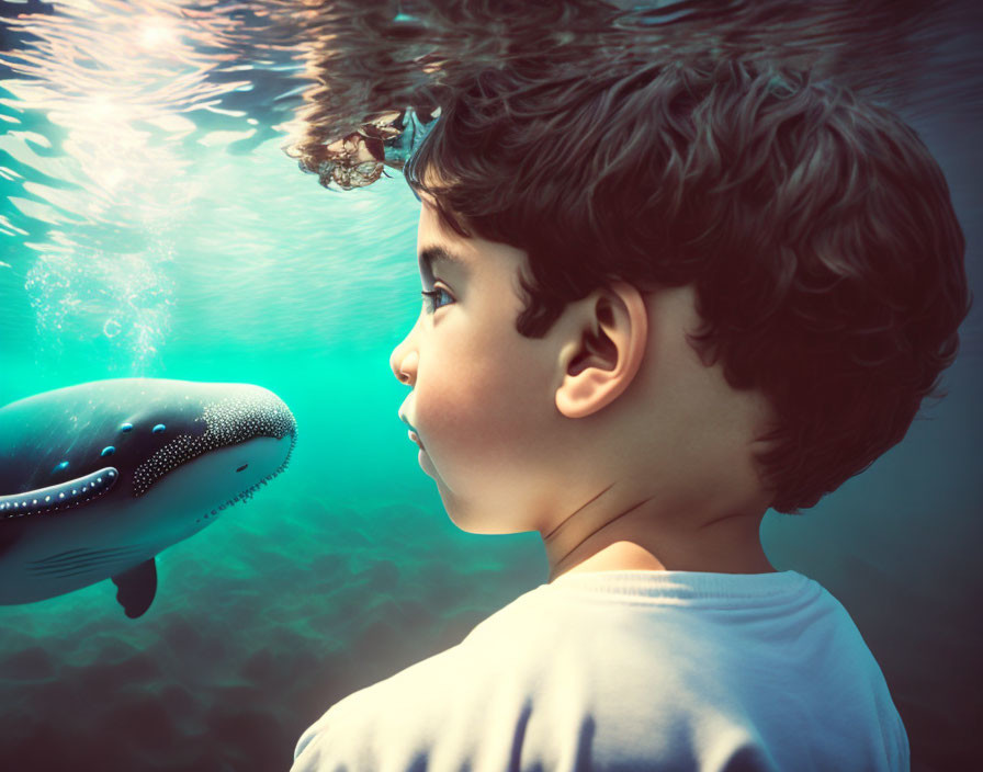 A boy with a whale
