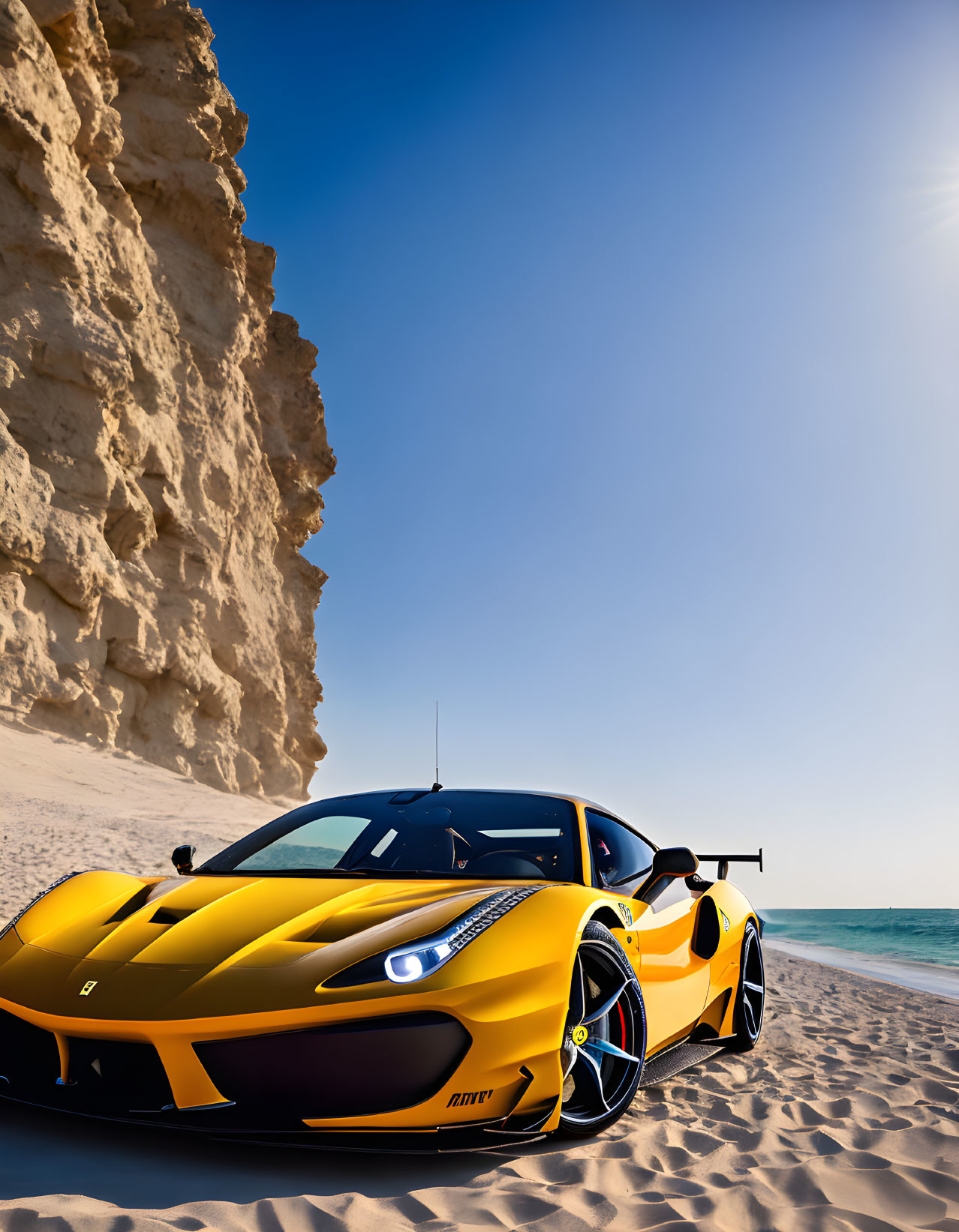 Ferrari sur une plage
