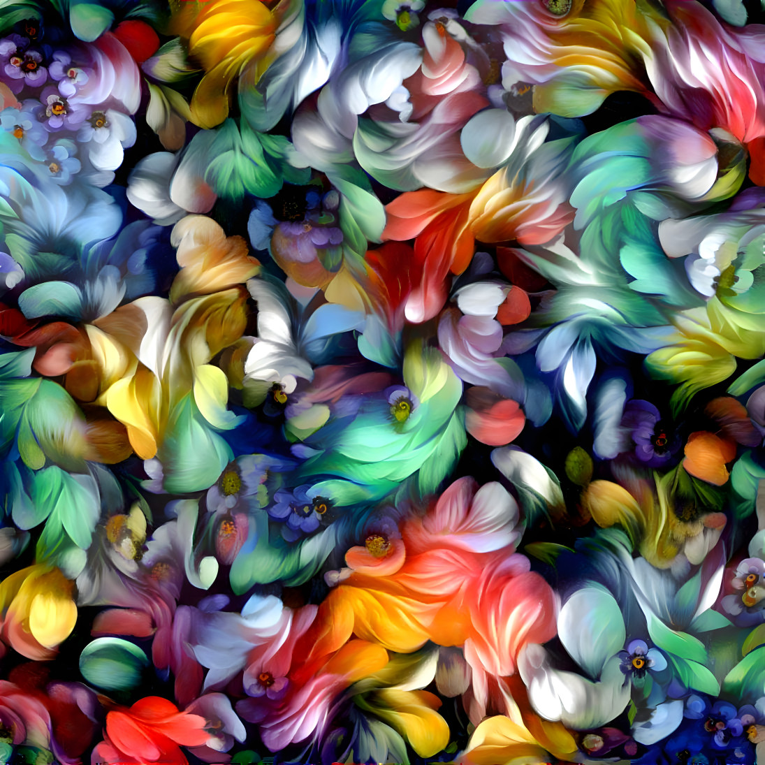 Floral essence. Style transfer on zoomed noise