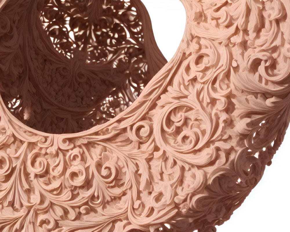 Detailed Baroque-style Swirling Pattern in Sepia Tone