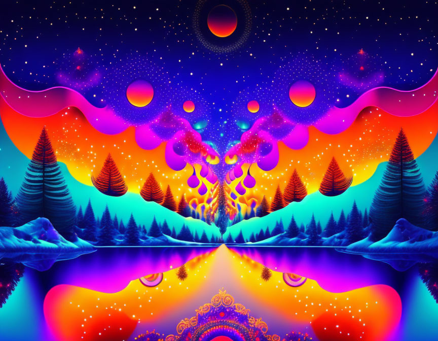 Psychedelic winter background