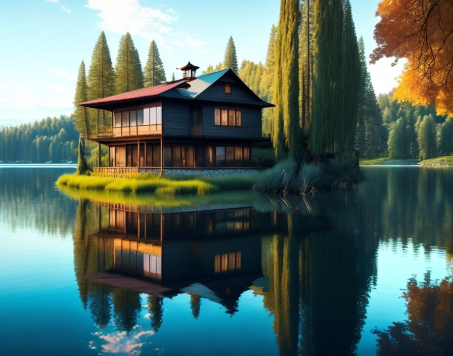 A house near the lake