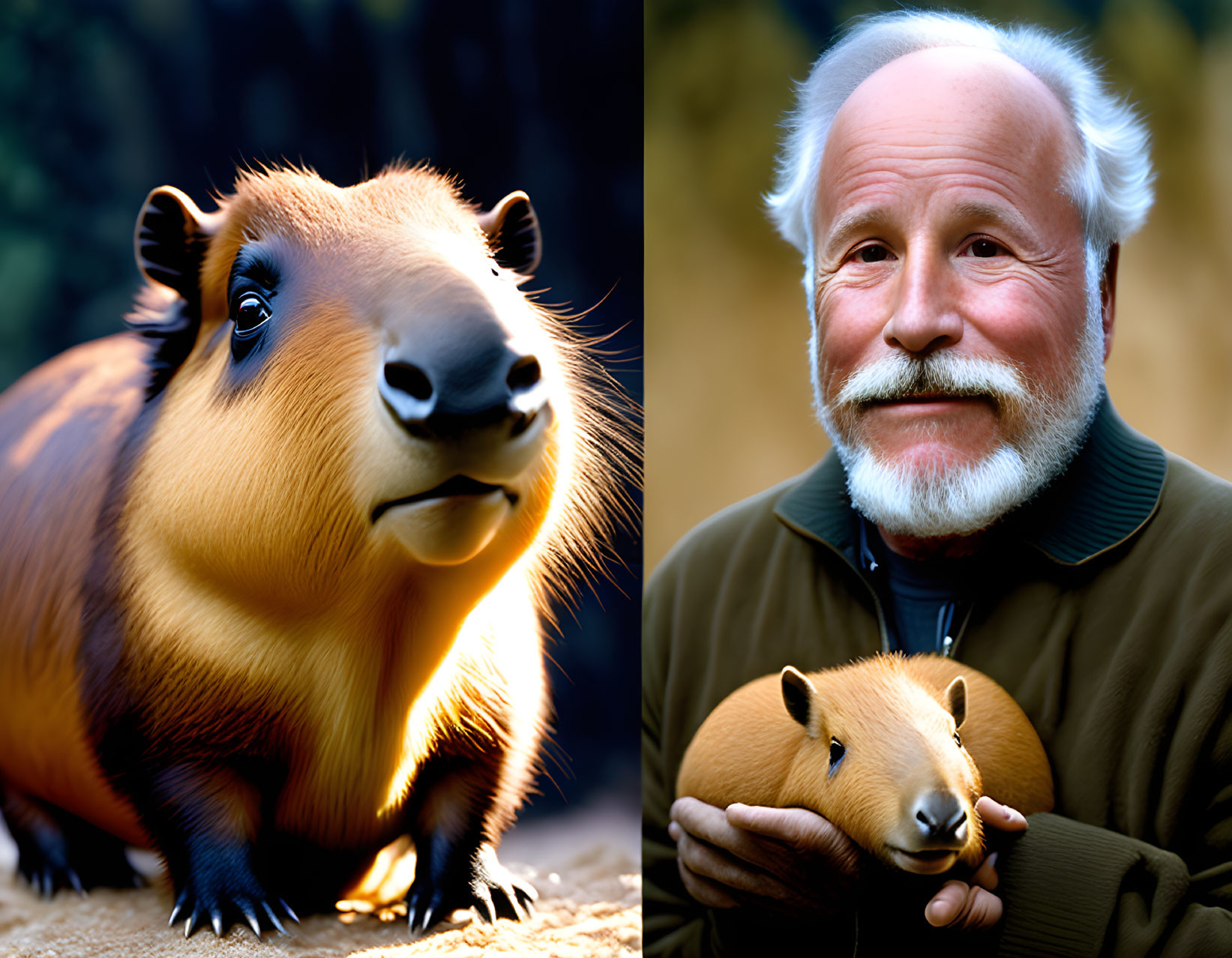 Richard Dreyfuss holding a capybara