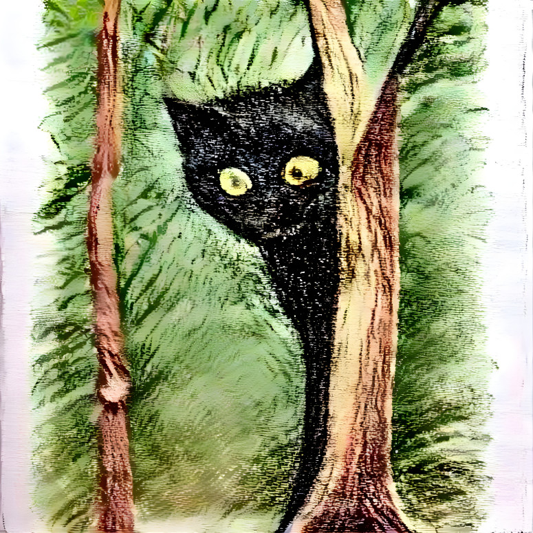 Peek-a-boo Black Cat