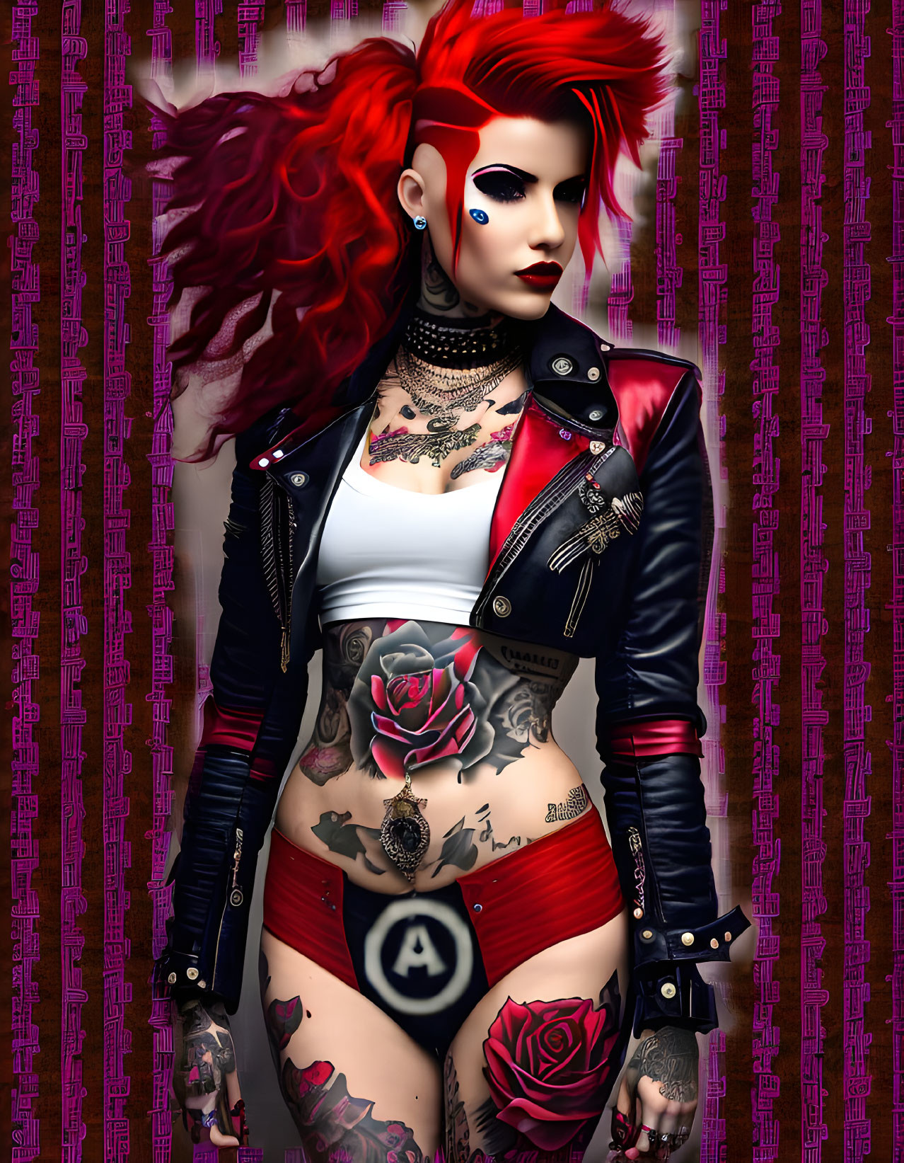 Punk Woman In Red