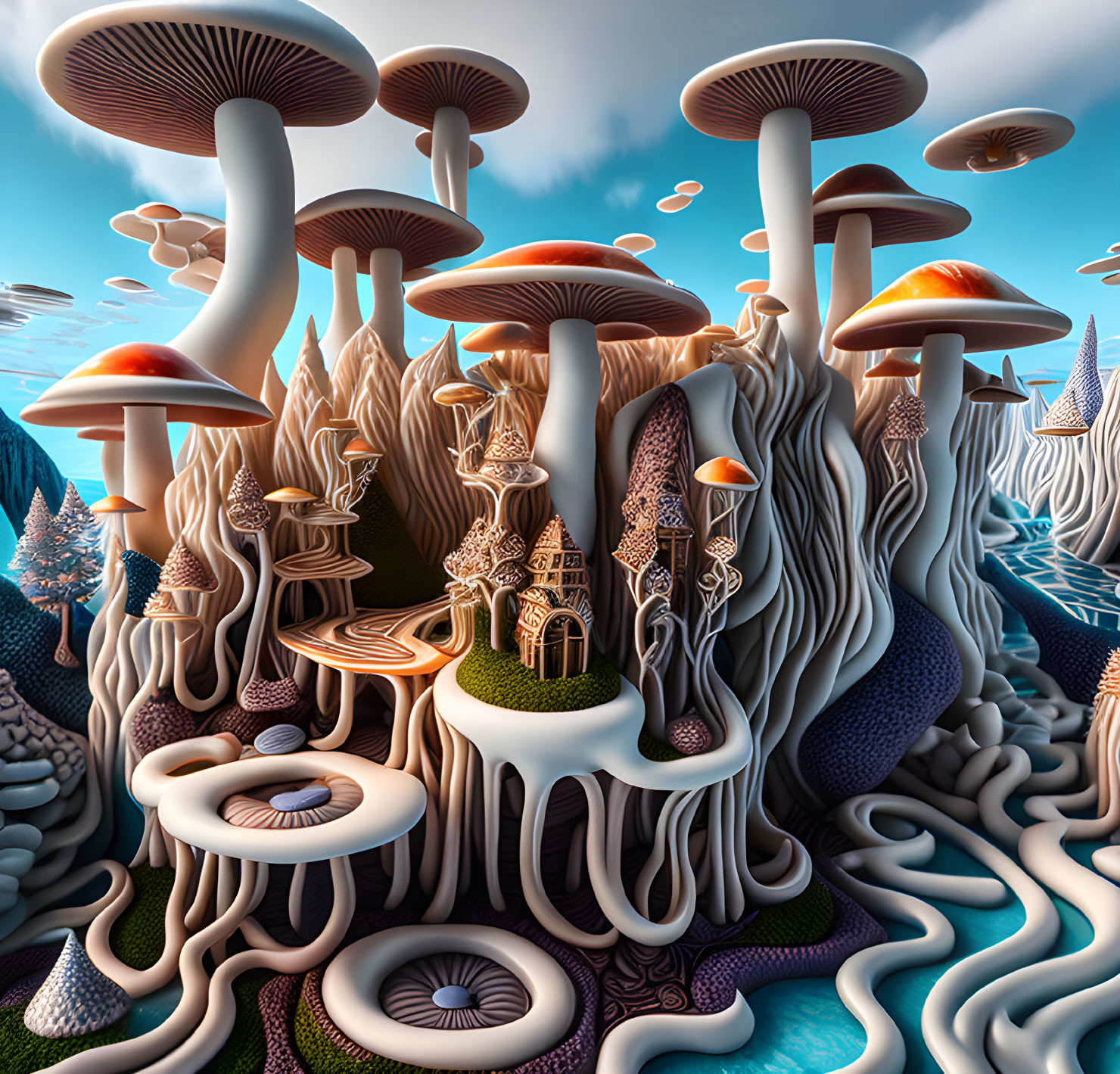 Marble Metropolis of the Mushroom Mycelium Manor