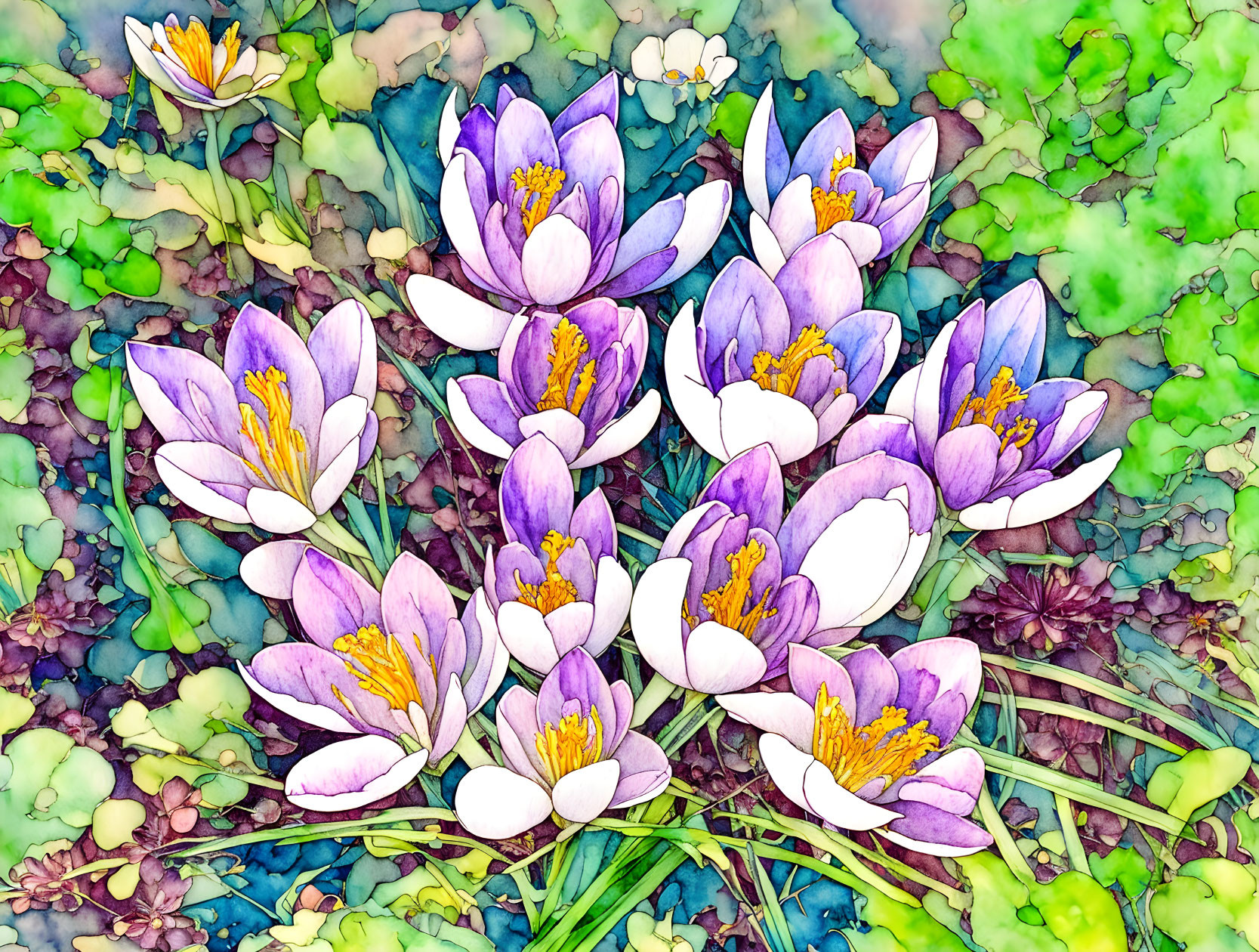 crocus patch, mixed style