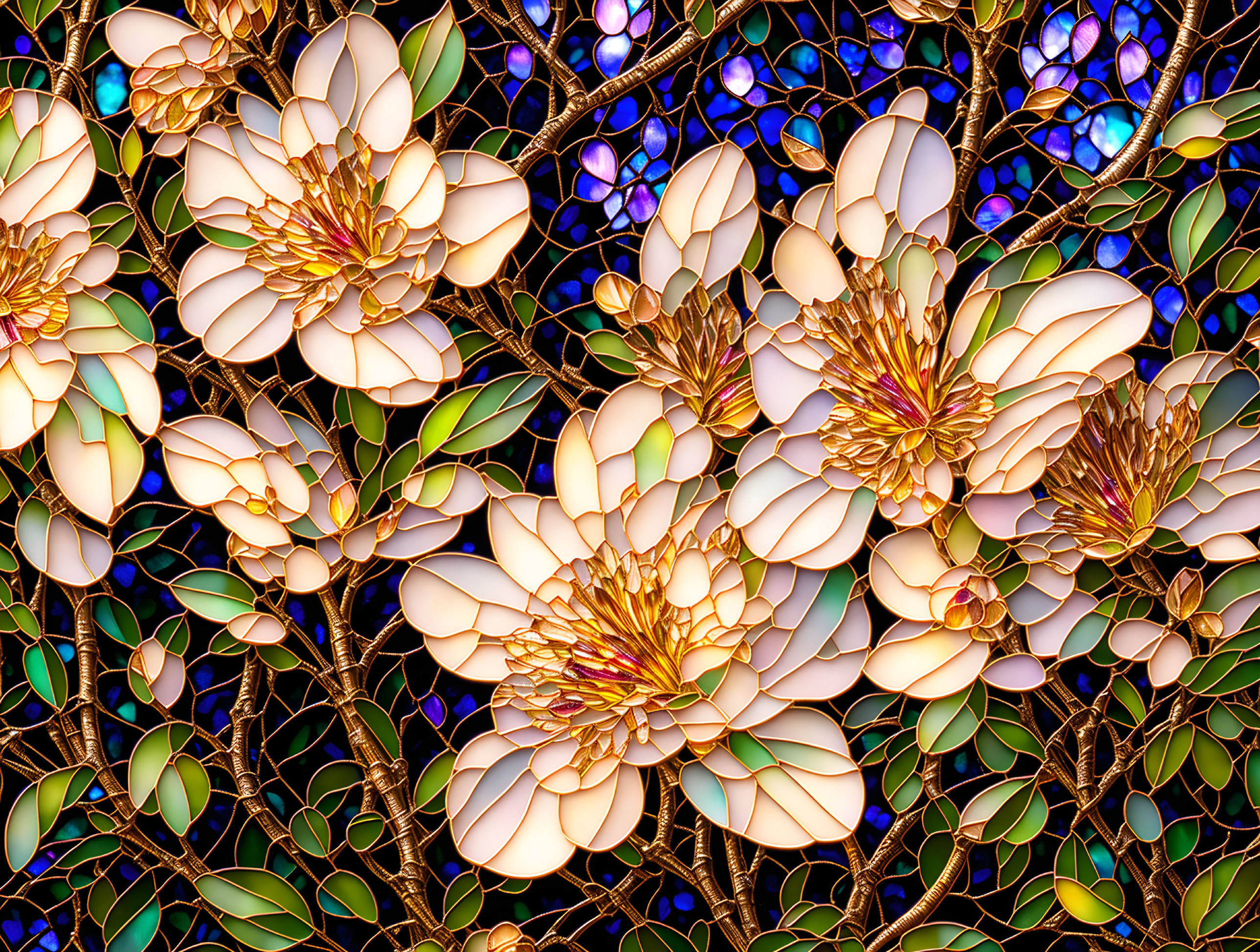 hawthorn blossoms stained glass 2