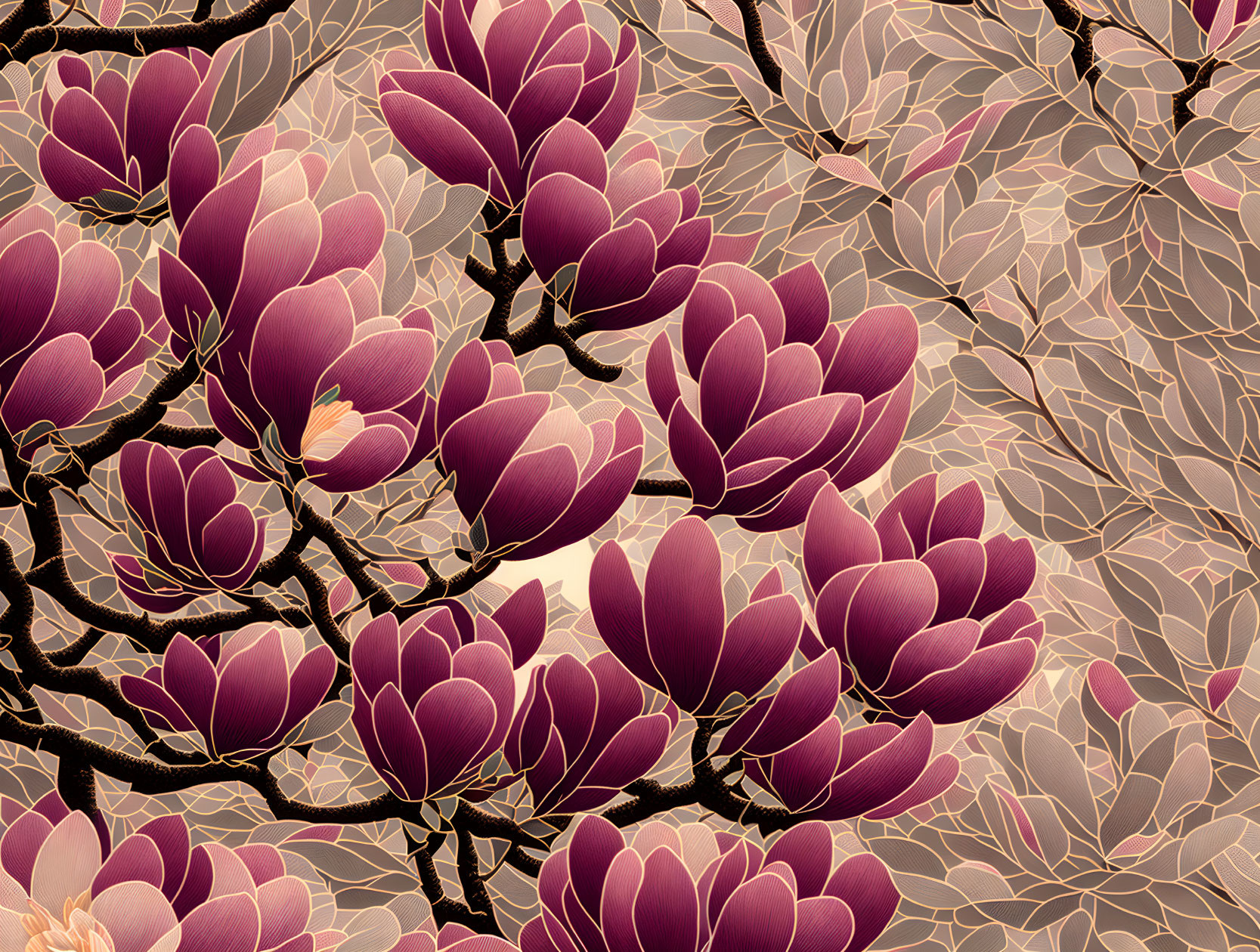 magnolia print in the style of Kazumasa Nagai 3