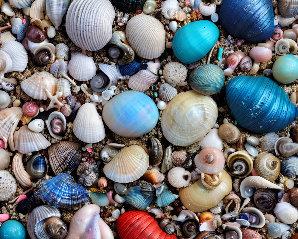 Assorted Seashells Displaying Various Sizes, Shapes, and Patterns