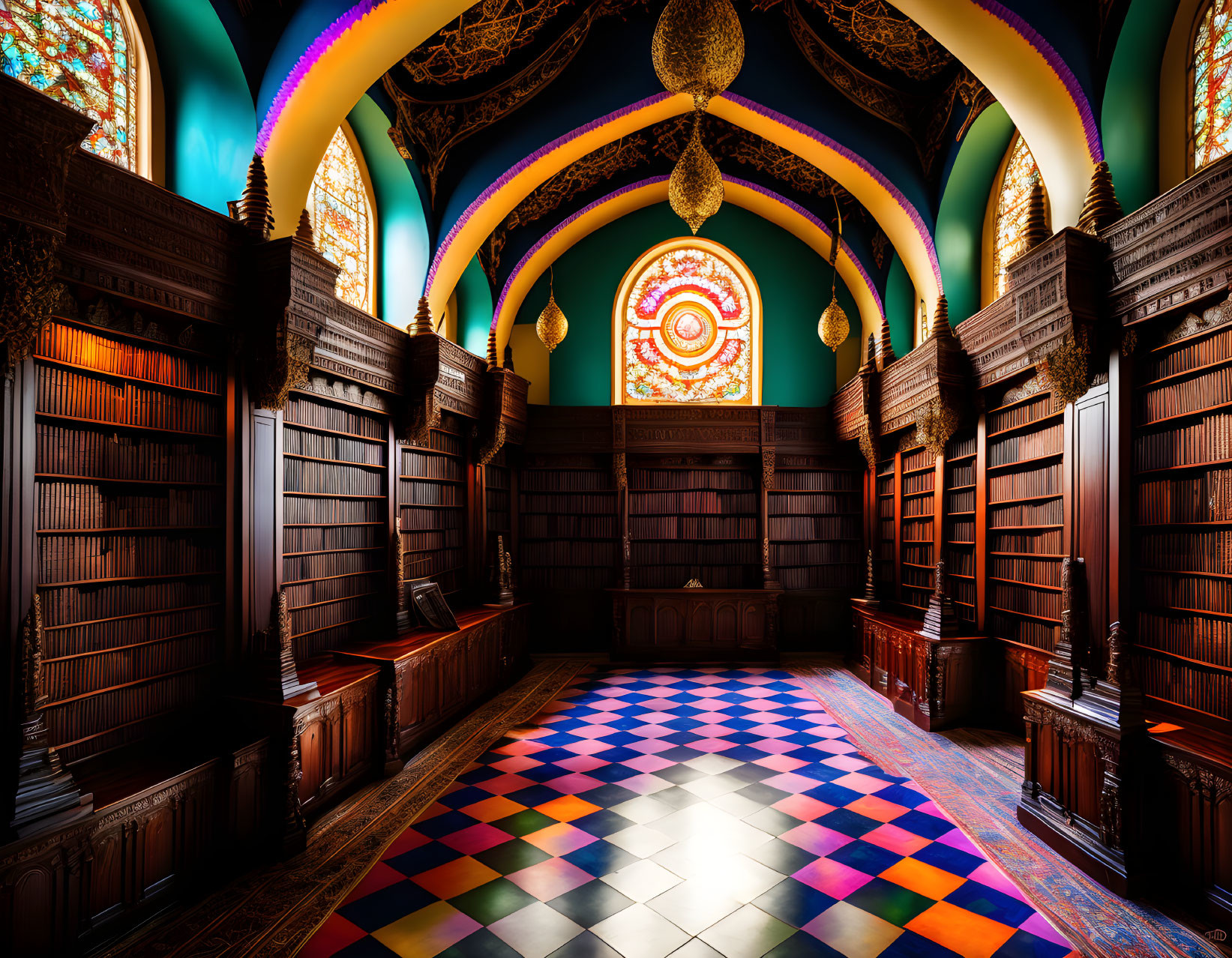 old monastery library takes pride in its colors
