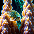 Colorful Fish Among Coral Tentacles in Underwater Scene