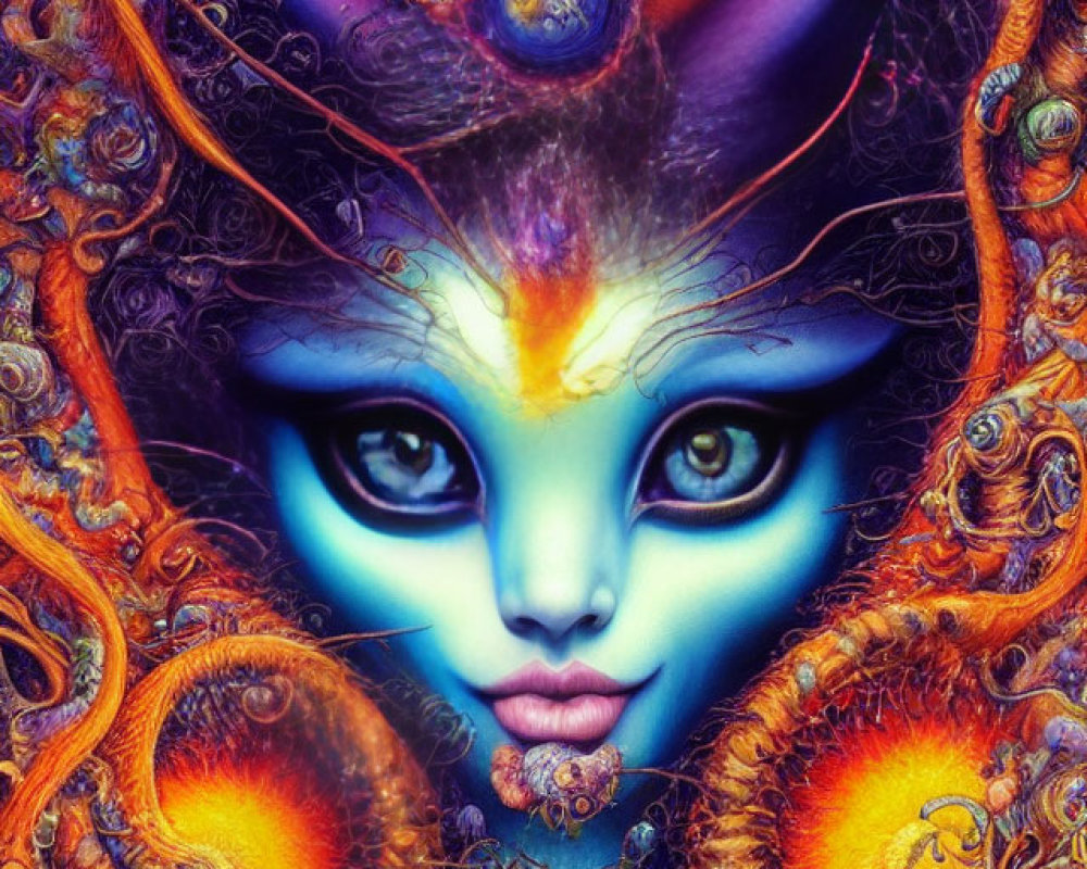 Colorful Psychedelic Artwork Featuring Fantastical Feline Creature