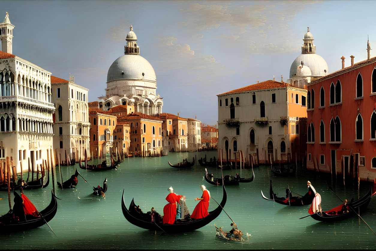 Venice Grand Canal with Gondolas and Basilica View