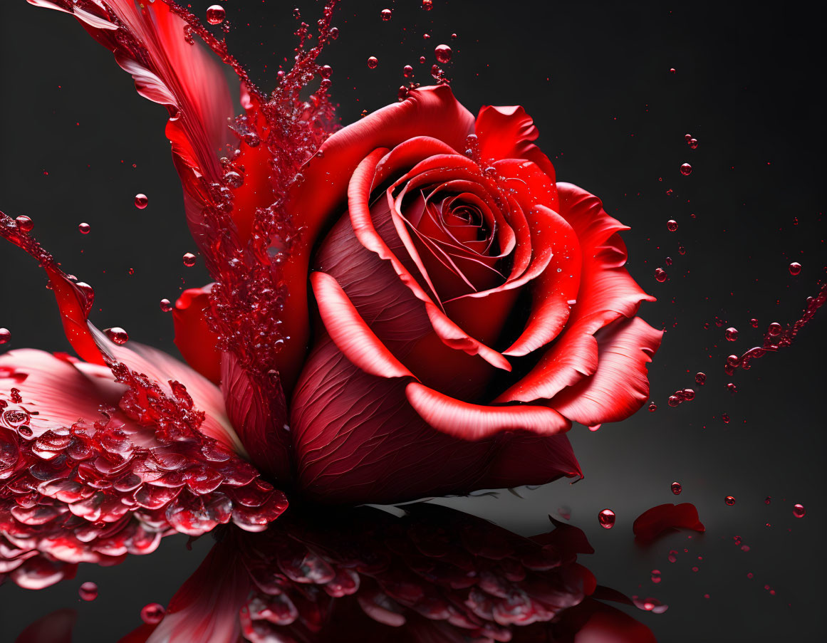 red rose exploded