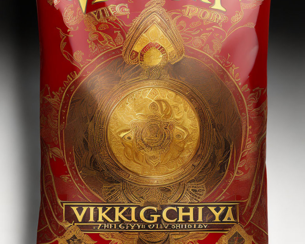 Red and Gold Viking Chai Bag with Nordic Knot Patterns