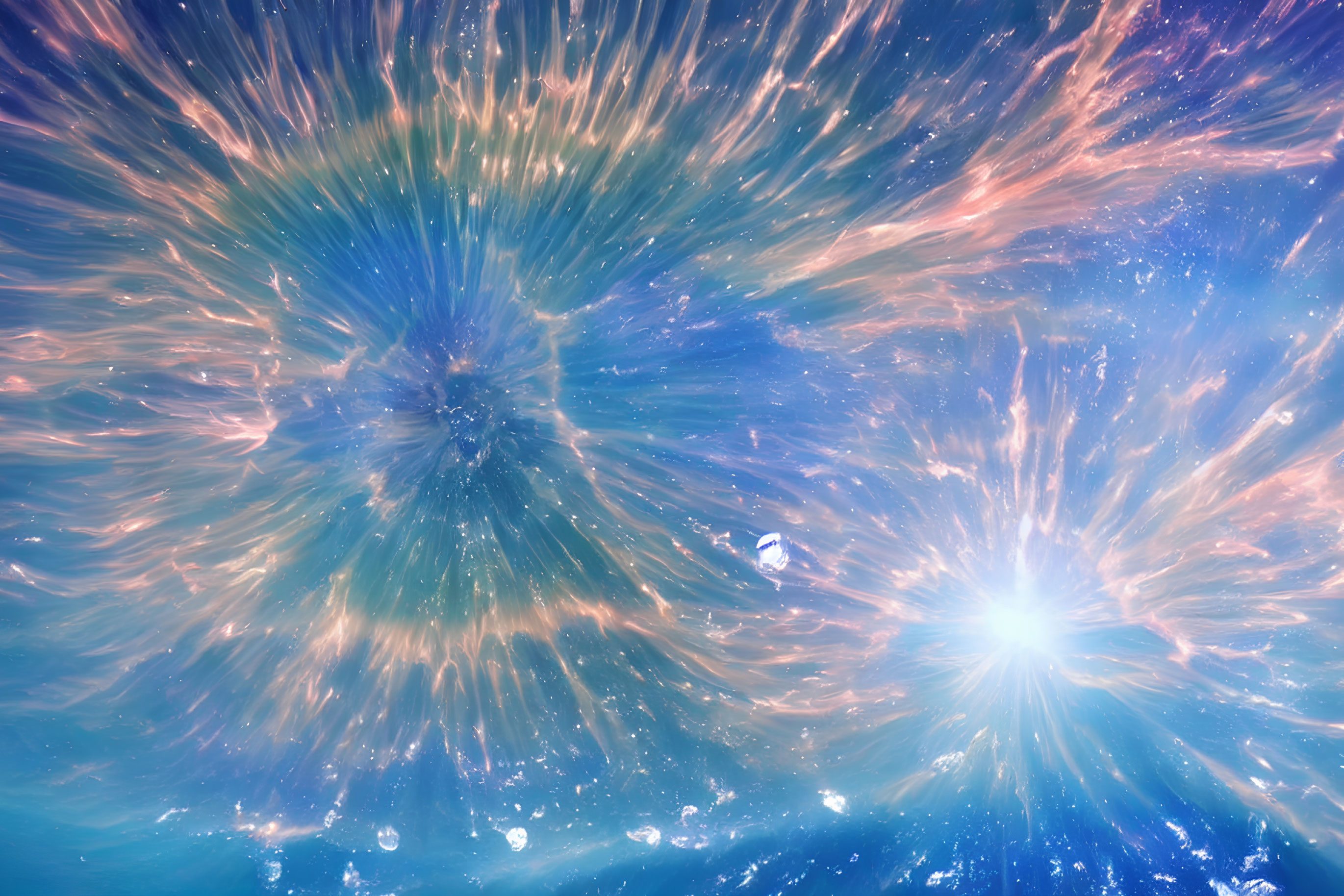 Blue star cosmic event digital art: radiant stars in motion.