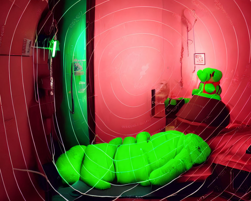 Colorful Room with Plush Caterpillar and Ambient Lighting