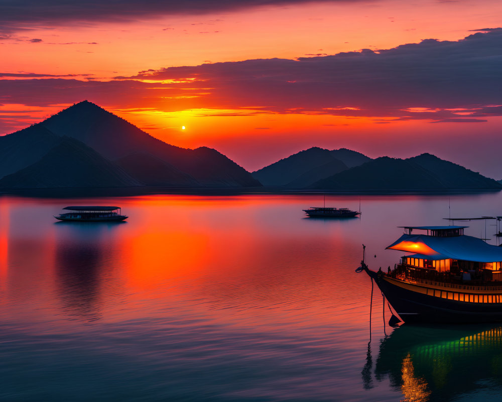 Tranquil Sunset Scene with Orange Hues on Water