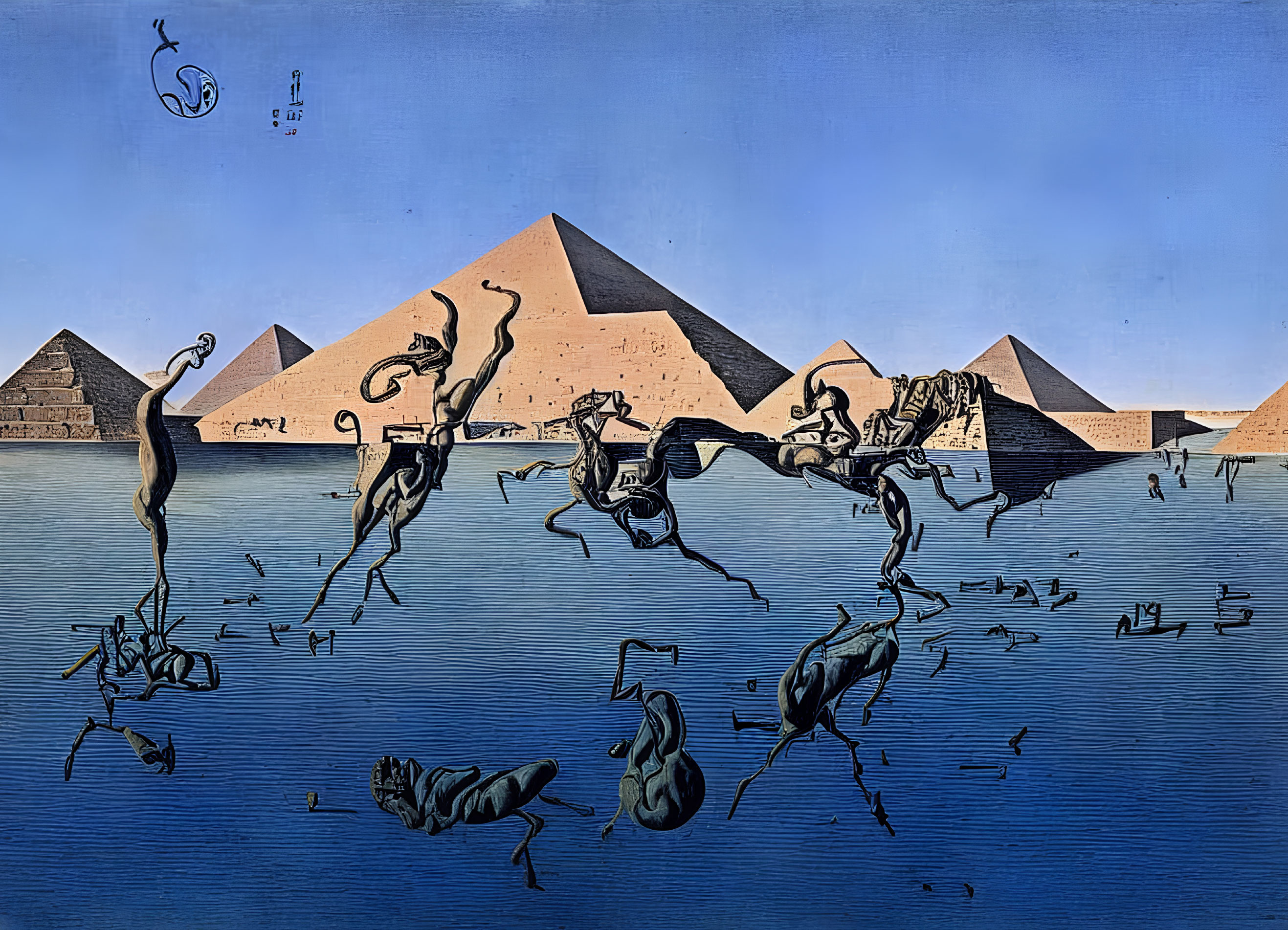 Surreal painting: Egyptian scenery with fantastical elements