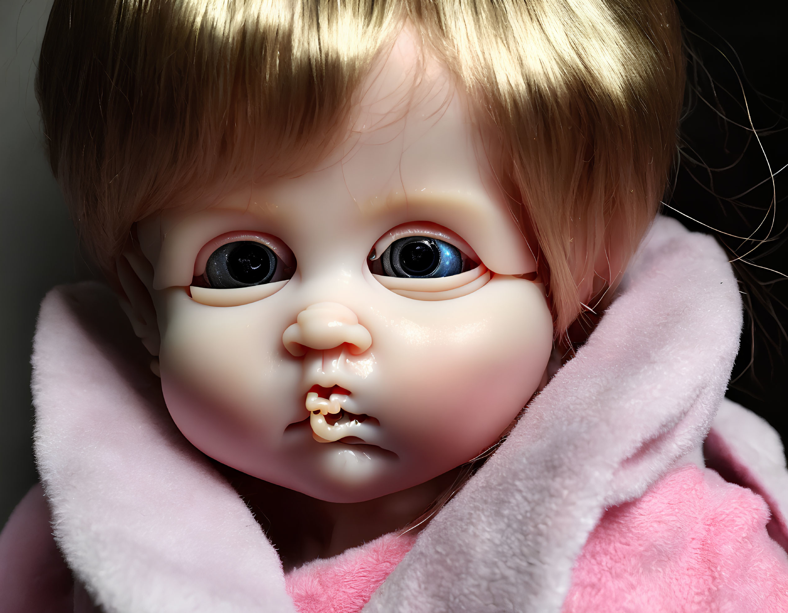 Blonde Hair Doll with Blue Eyes in Pink Outfit, Damaged Eye