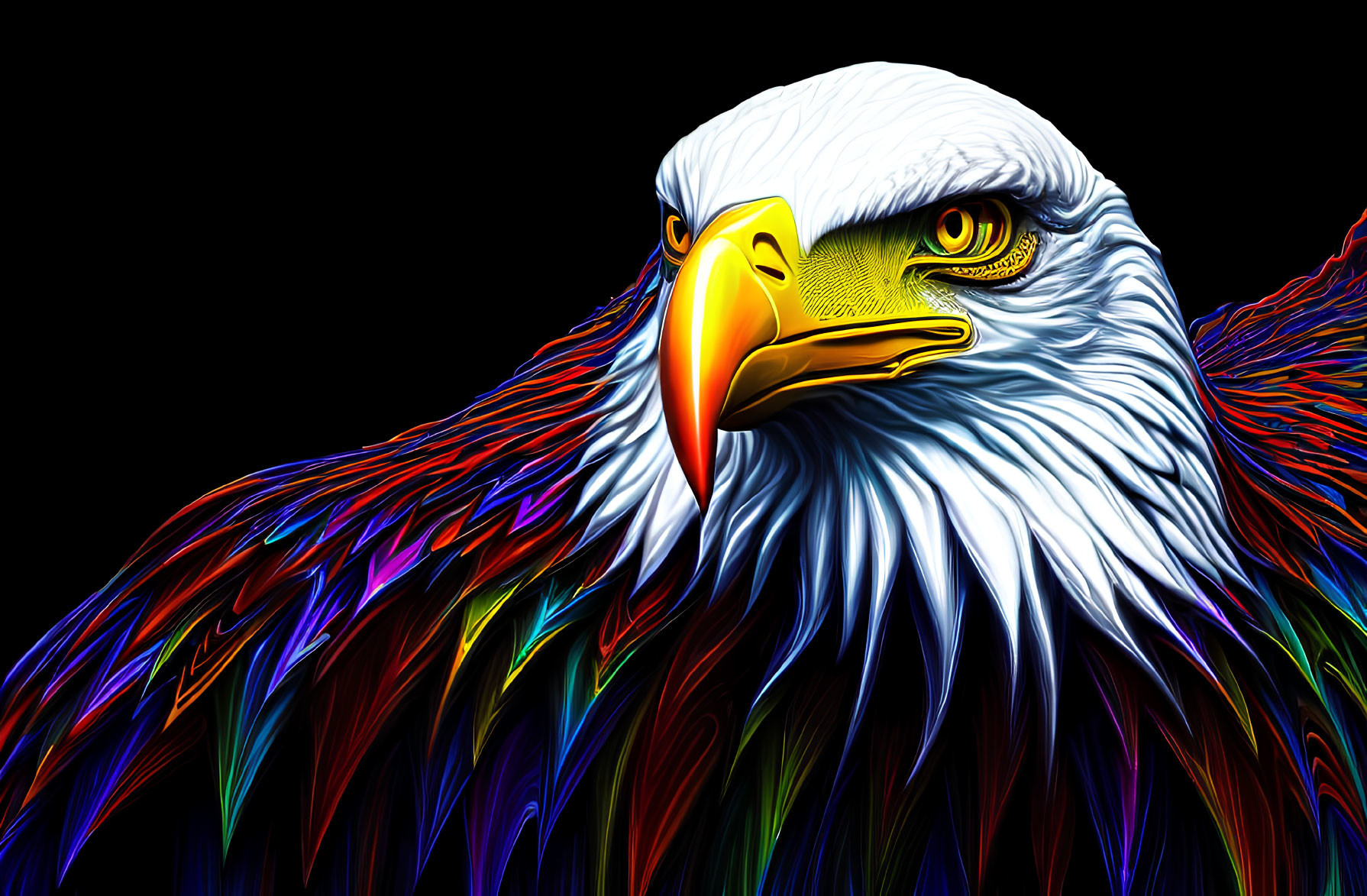 Detailed Bald Eagle Digital Artwork with Multicolored Plumage
