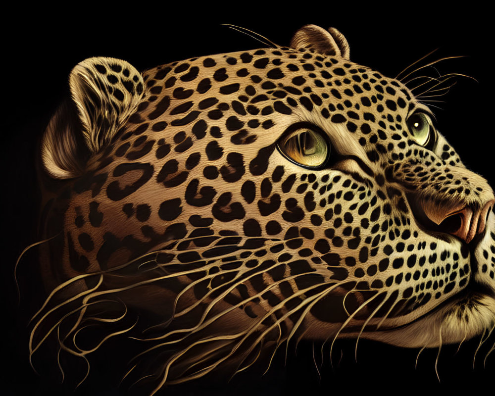 Detailed digital painting of a leopard's head with vibrant eyes and intricate fur markings