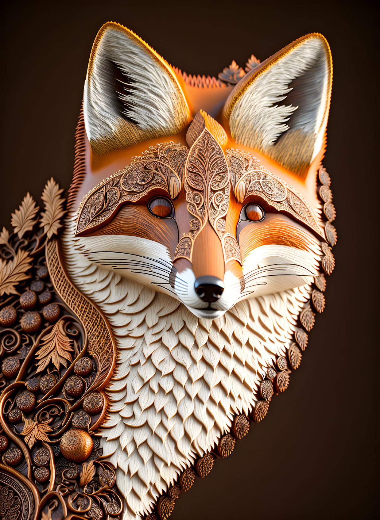 Woodblocked Fox