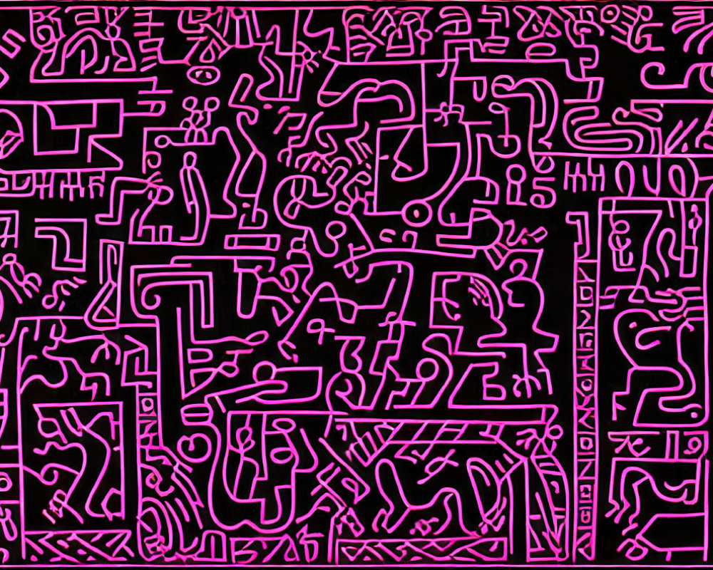 Neon pink abstract lines on dark background