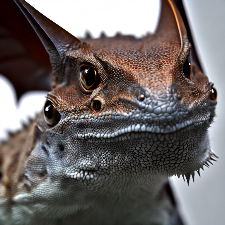 Detailed Image: Textured Reptile Skin, Prominent Eyes, Pointed Ears