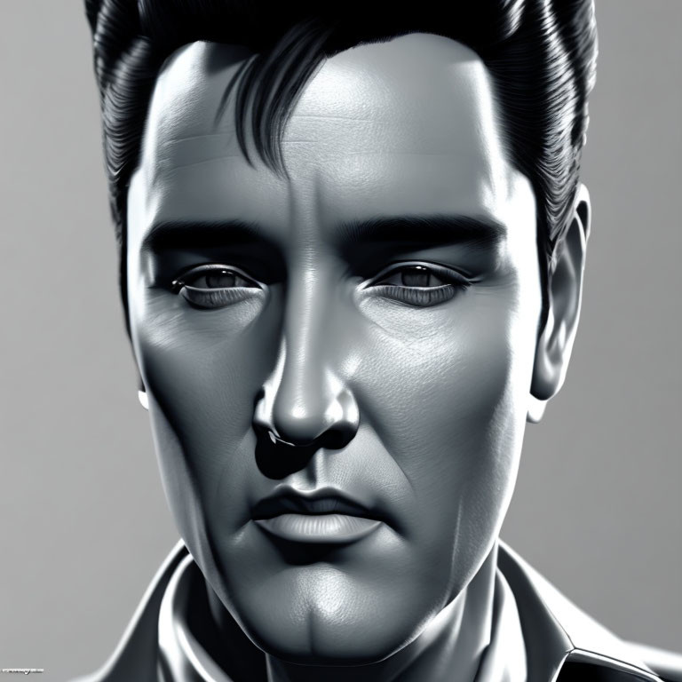 Monochromatic digital portrait of a man with slicked-back hair
