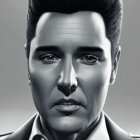 Monochromatic digital portrait of a man with slicked-back hair