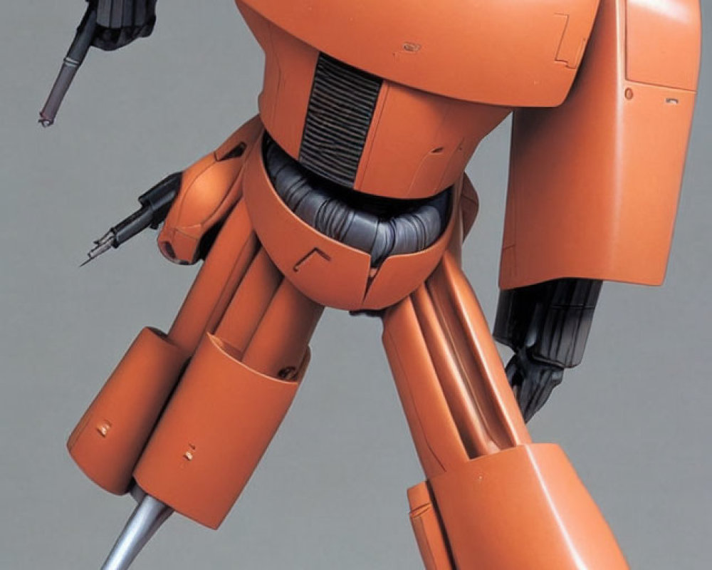 Orange Robot with Guns on Grey Background