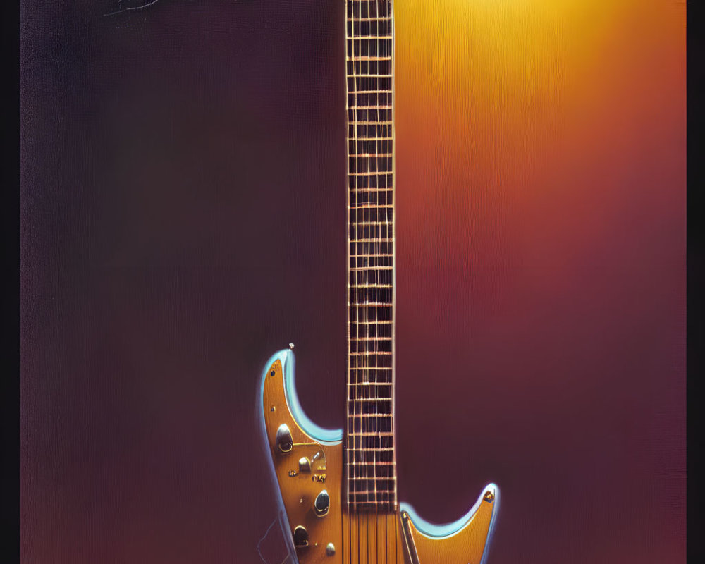 Acoustic Guitar on Gradient Background with Doodle and Signature