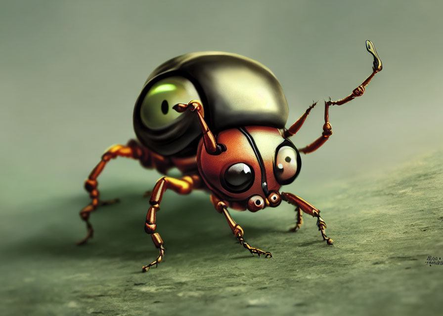 Vibrant beetle illustration with exaggerated features