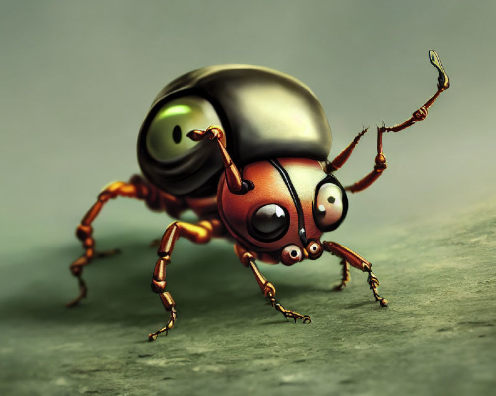 Vibrant beetle illustration with exaggerated features