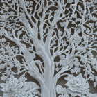 Detailed Monochromatic Relief Sculpture of Tree with Carved Leaves and Flowers