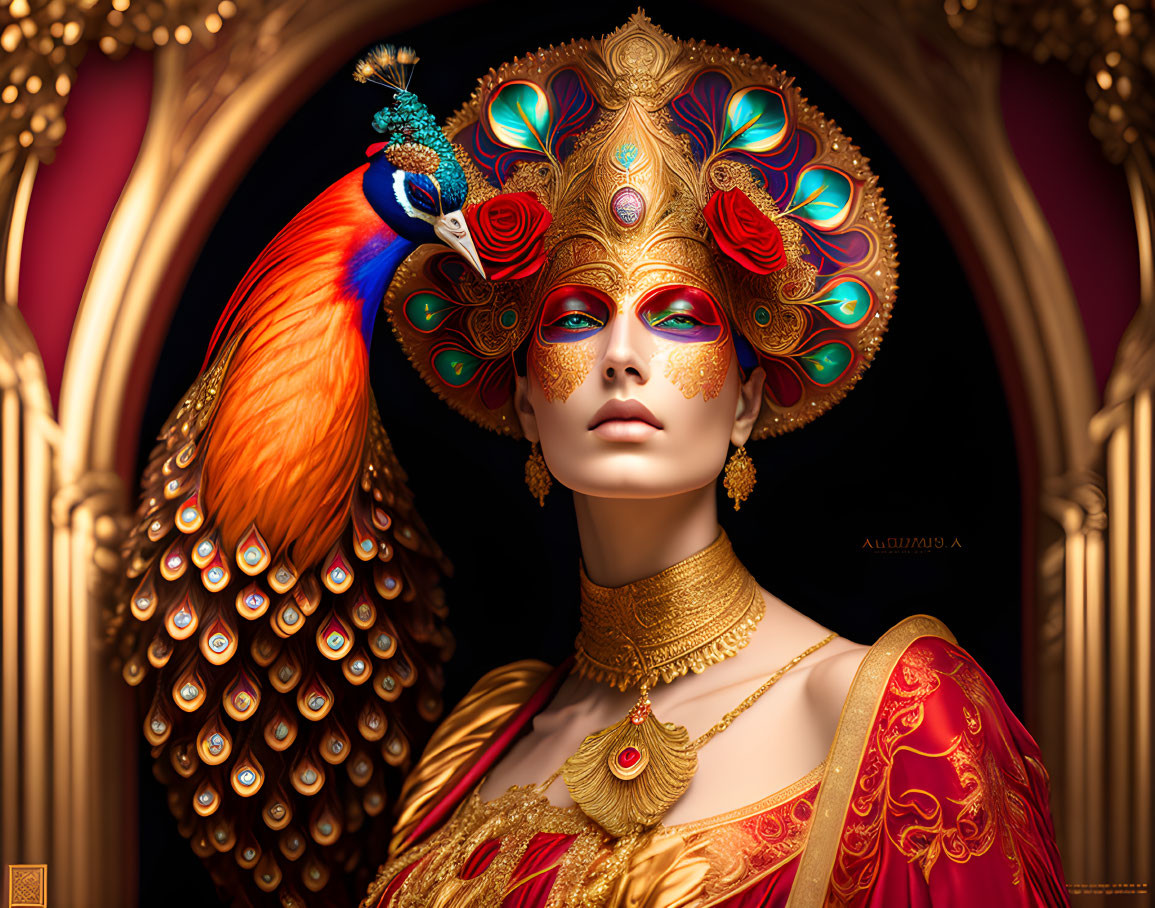 The Peacock Venetian Mask Lady 