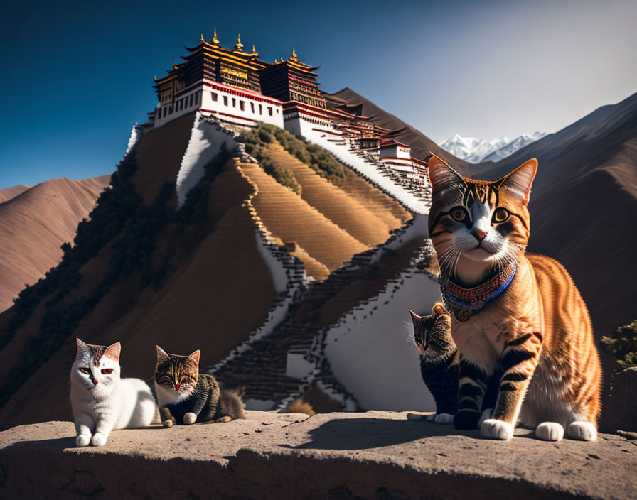  Monks Cats in Tibet