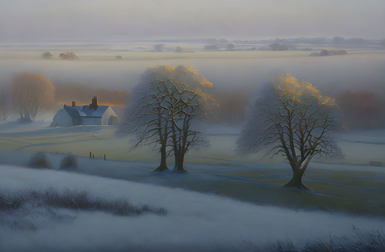 Frosty winter dawn in Wiltshire