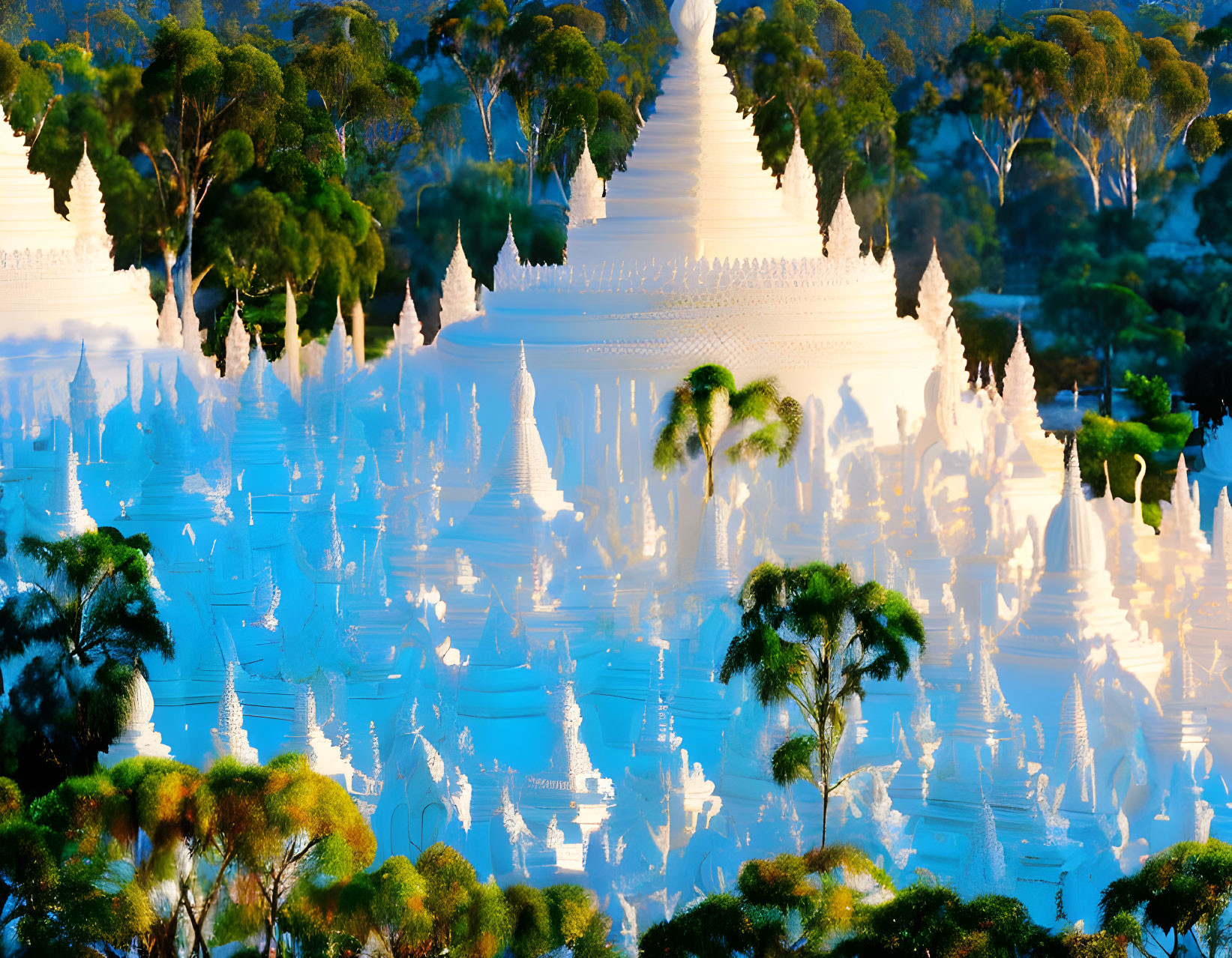 Hindu temple in hilly Australian eucalyptus forest